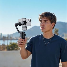 3-Axis Phone Gimbal Stabilizer For Smartphone Android IPhone With Fill Light (Option: Black)